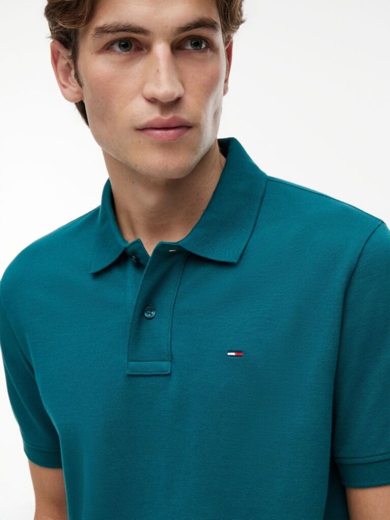 Verde Polo Pique Cu Steag Hilfiger Croiala Regular   Barbati