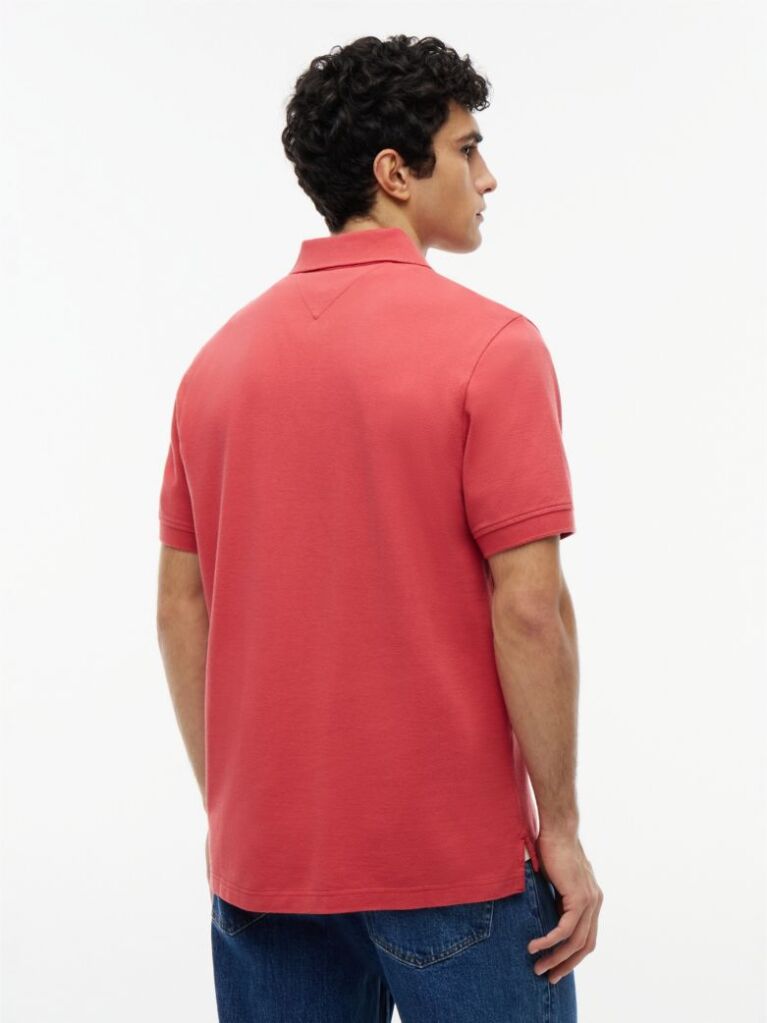 Rosu Polo Pique Cu Steag Hilfiger Croiala Regular   Barbati