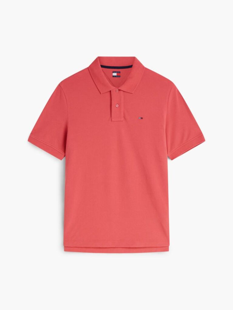 Rosu Polo Pique Cu Steag Hilfiger Croiala Regular   Barbati