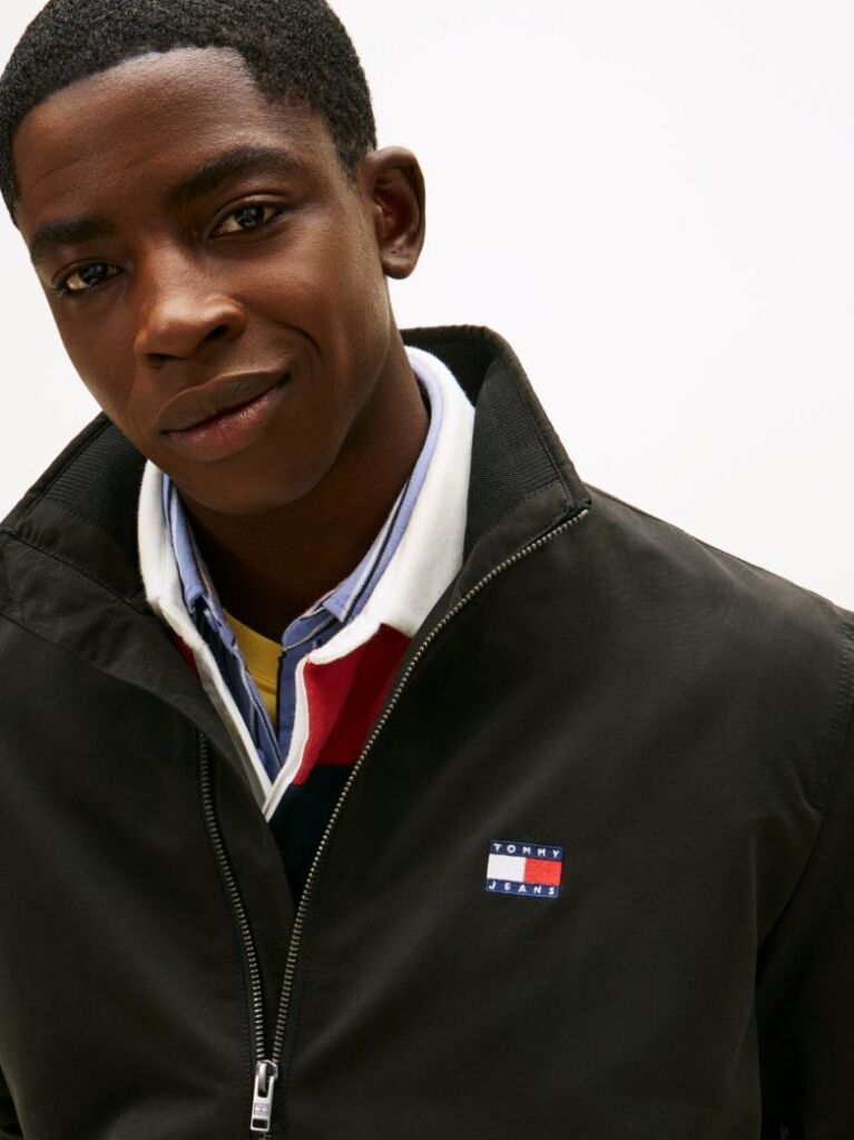 Black Water Repellent Funnel Neck Jacket  Men