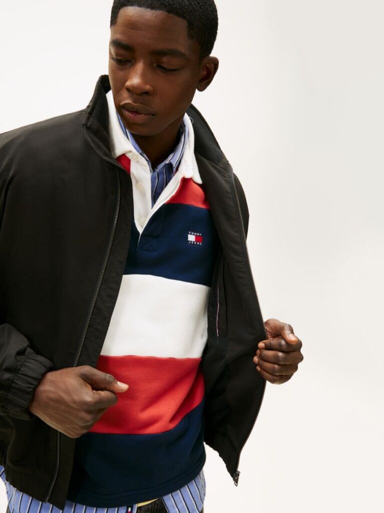 Black Water Repellent Funnel Neck Jacket  Men