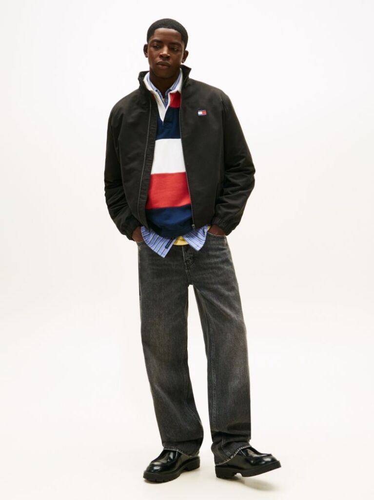 Black Water Repellent Funnel Neck Jacket  Men