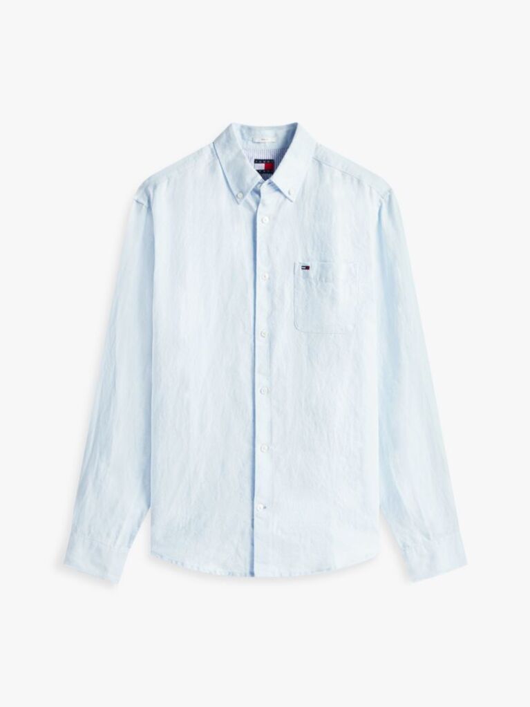 Blue Regular Fit Button-Down Pure Linen Shirt  Men