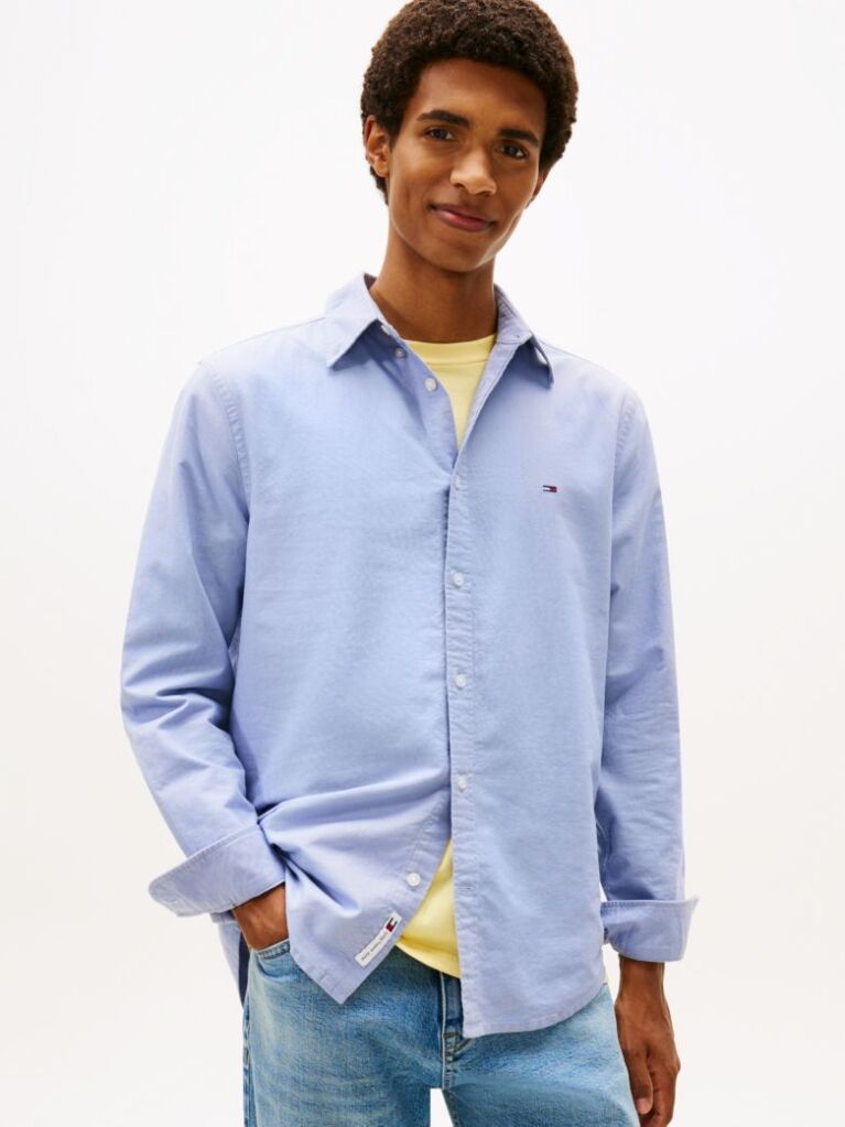 Mov Camasa Oxford Cu Guler Button-Down Si Croiala Regular  Barbati