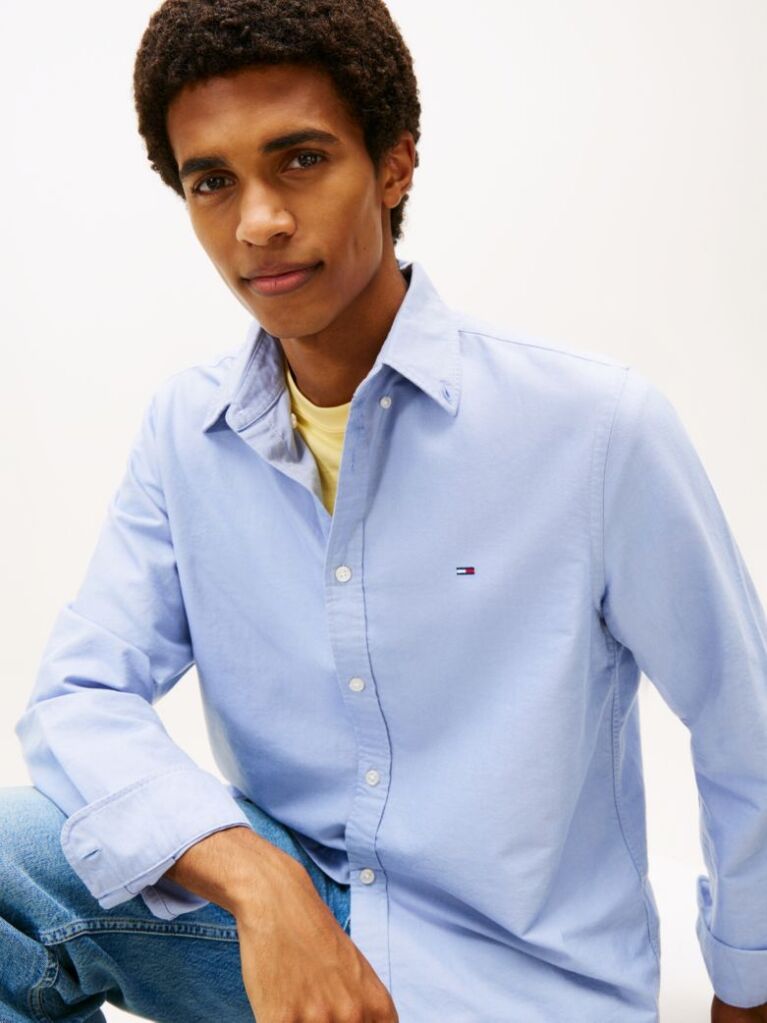 Mov Camasa Oxford Cu Guler Button-Down Si Croiala Regular  Barbati