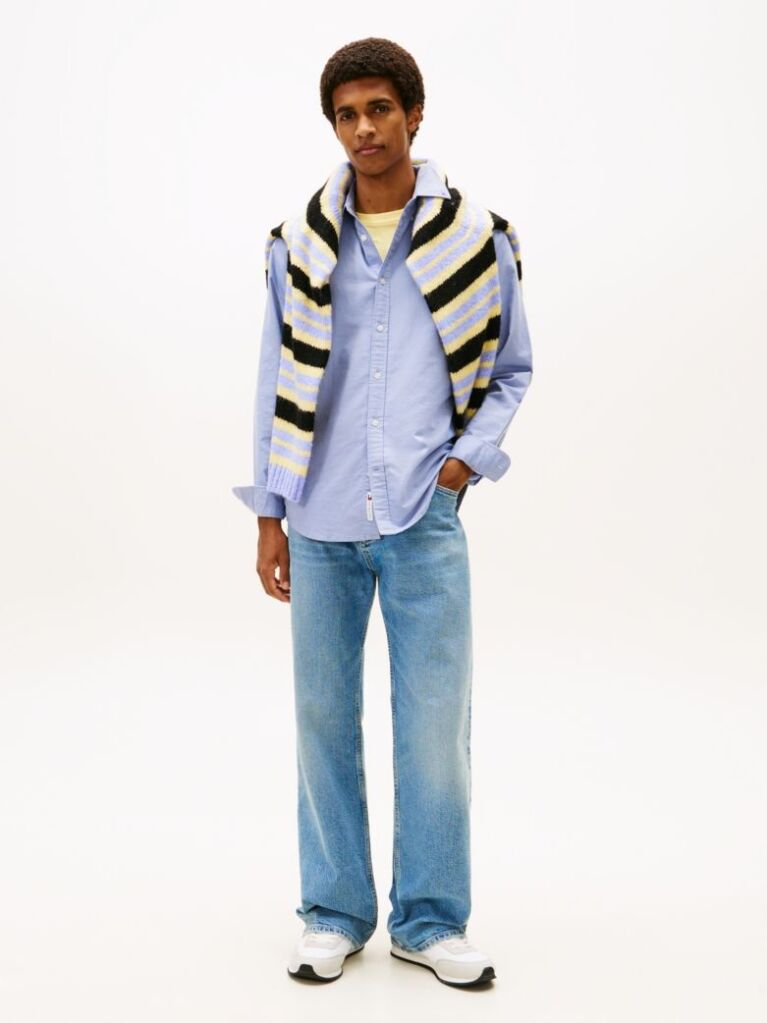 Mov Camasa Oxford Cu Guler Button-Down Si Croiala Regular  Barbati