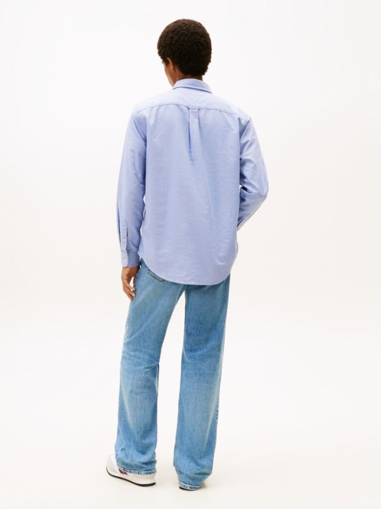 Mov Camasa Oxford Cu Guler Button-Down Si Croiala Regular  Barbati