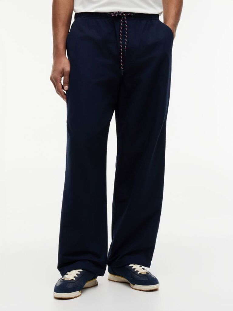 Blue Pantaloni Theo Cu Cordon De Strangere Si Model Parasuta  Barbati