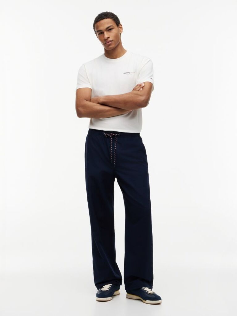 Blue Pantaloni Theo Cu Cordon De Strangere Si Model Parasuta  Barbati