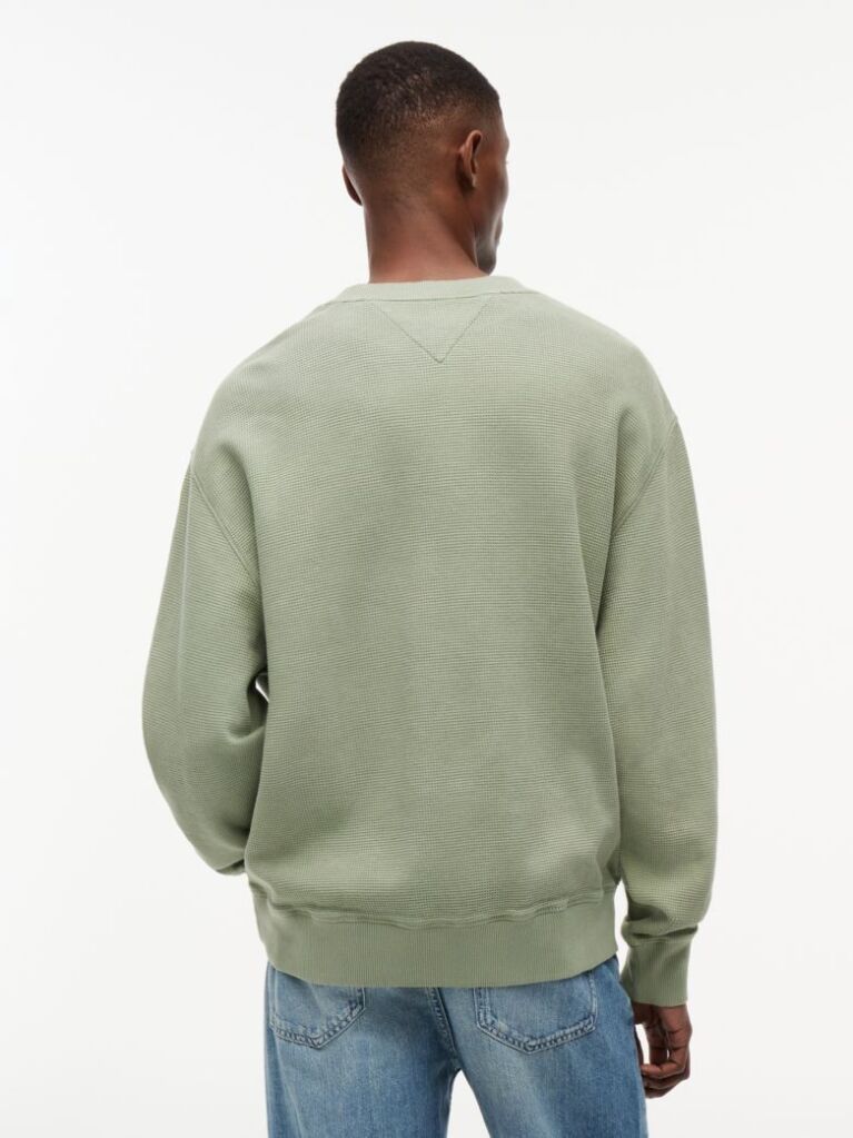 Verde Pulover Lejer Din Tricot Tip Waffle  Barbati