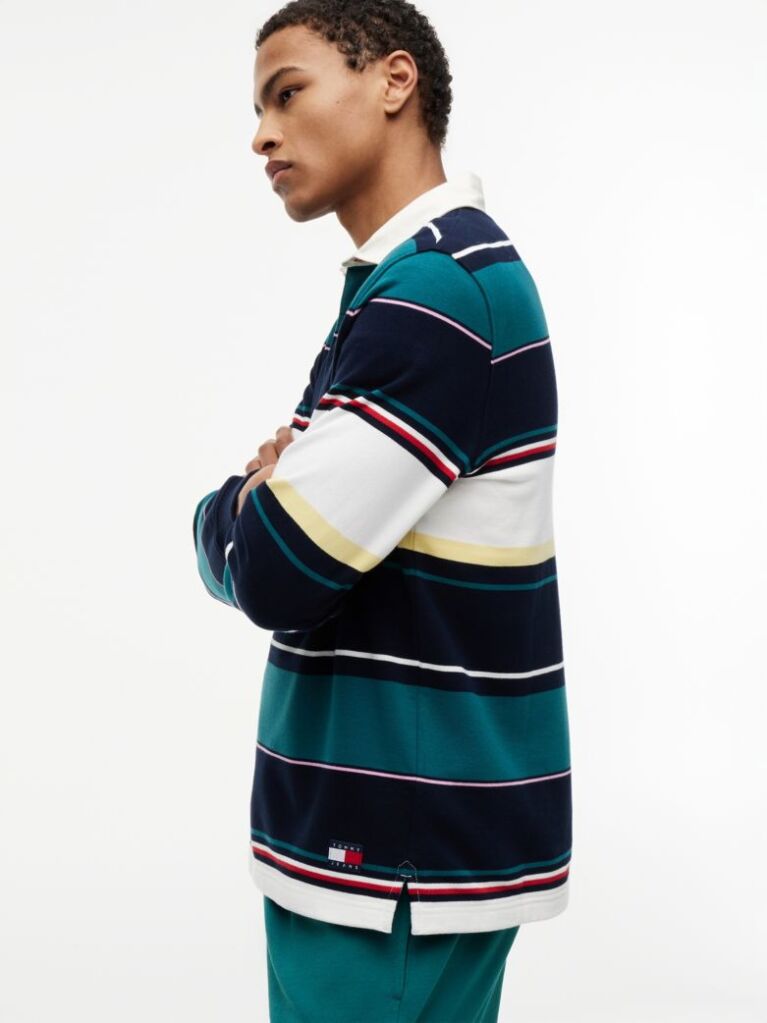 Multi Relaxed Fit Mixed Stripe Rugby Shirt  Men