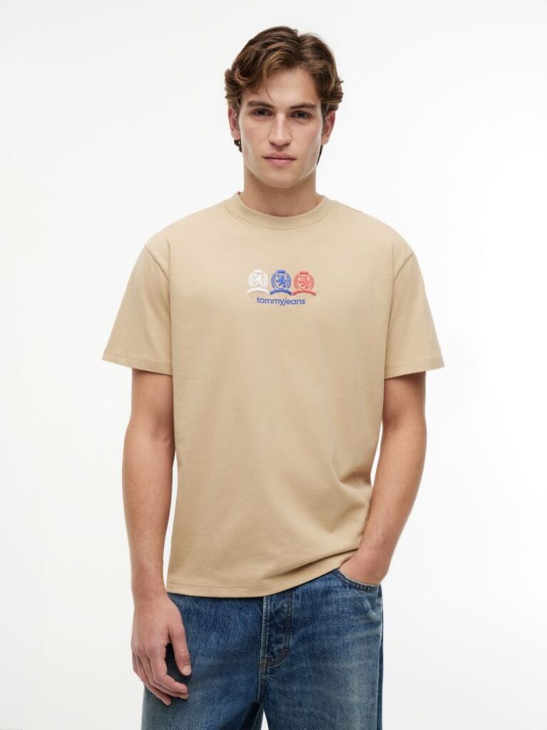 Bej Tricou Lejer Cu Logo Crest Pe Spate  Barbati