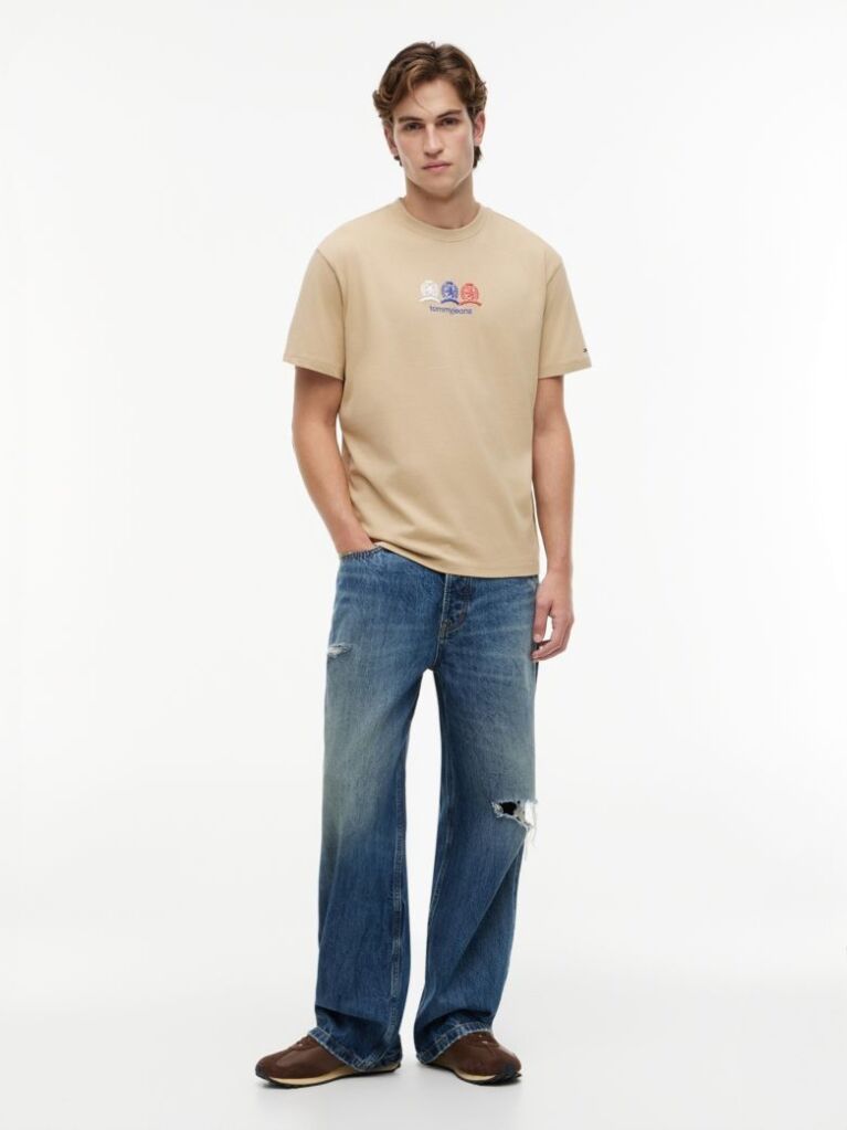 Bej Tricou Lejer Cu Logo Crest Pe Spate  Barbati