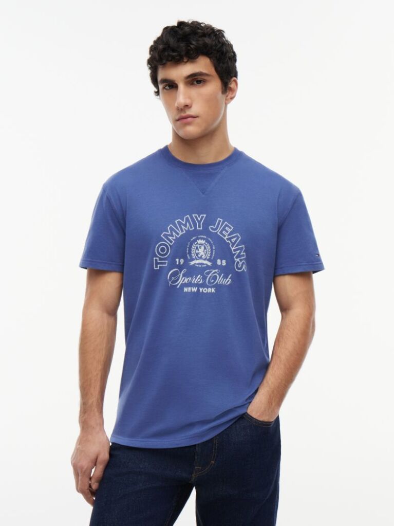 Blue Tricou Din Jersey Peached Si Logo Crest  Barbati