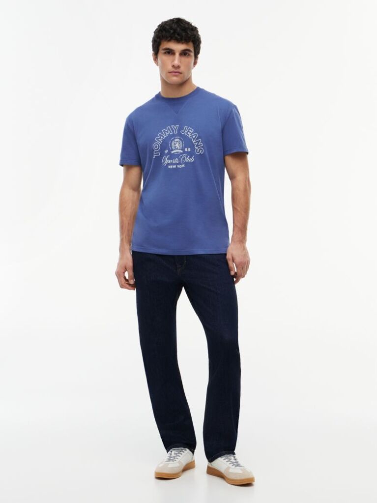 Blue Tricou Din Jersey Peached Si Logo Crest  Barbati