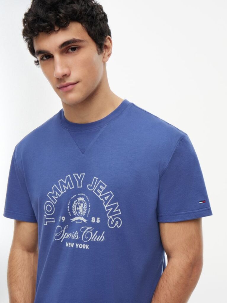 Blue Tricou Din Jersey Peached Si Logo Crest  Barbati