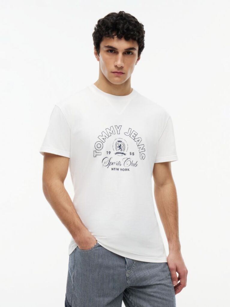 Alb Tricou Din Jersey Peached Si Logo Crest  Barbati