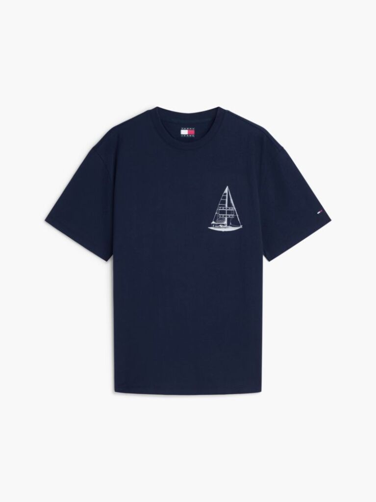 Blue Tricou Din Jersey Lejer Cu Imprimeu Pe Spate  Barbati