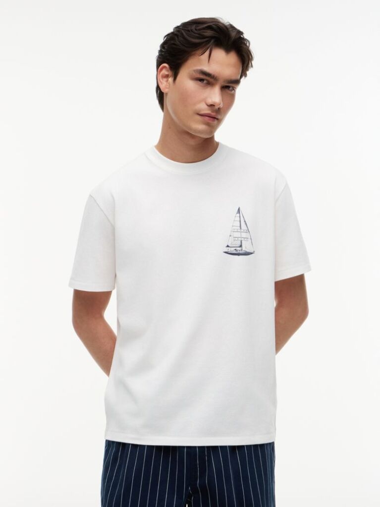 White Back Graphic Relaxed Jersey T-Shirt  Men