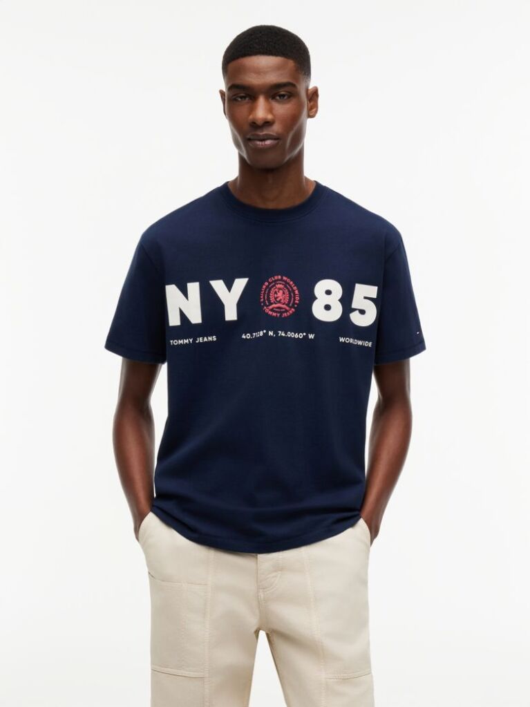 Blue Tricou Din Jersey Lejer Cu Logo Pe Spate  Barbati