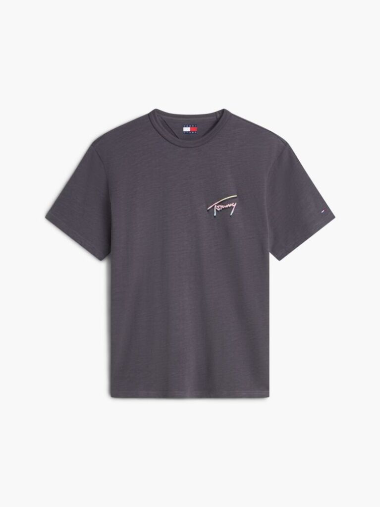Gri Tricou Lejer Cu Textura Si Imprimeu Pe Spate  Barbati