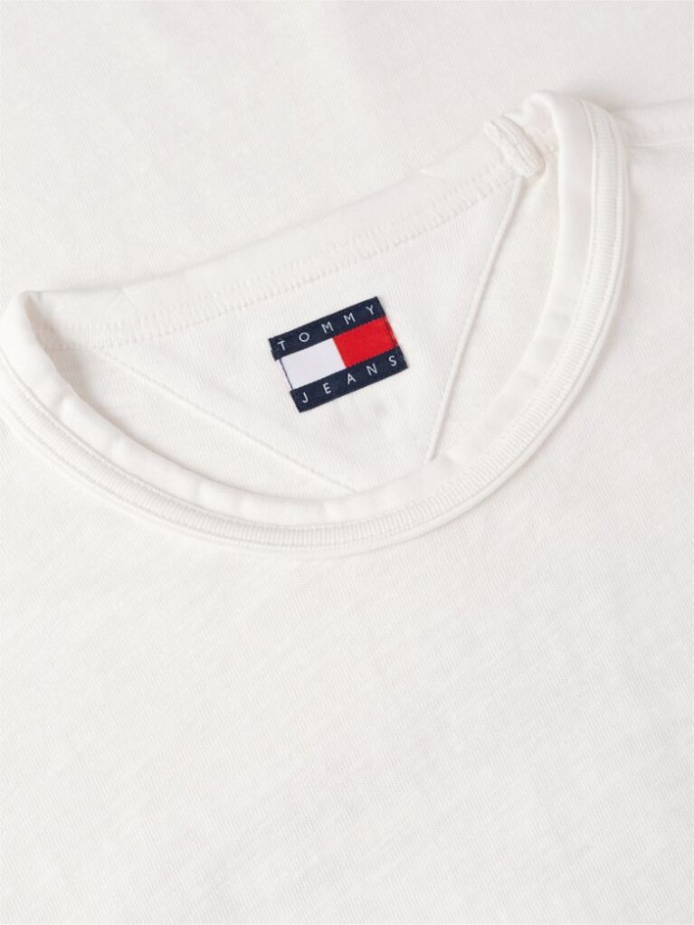 Alb Tricou Lejer Cu Textura Si Imprimeu Pe Spate  Barbati