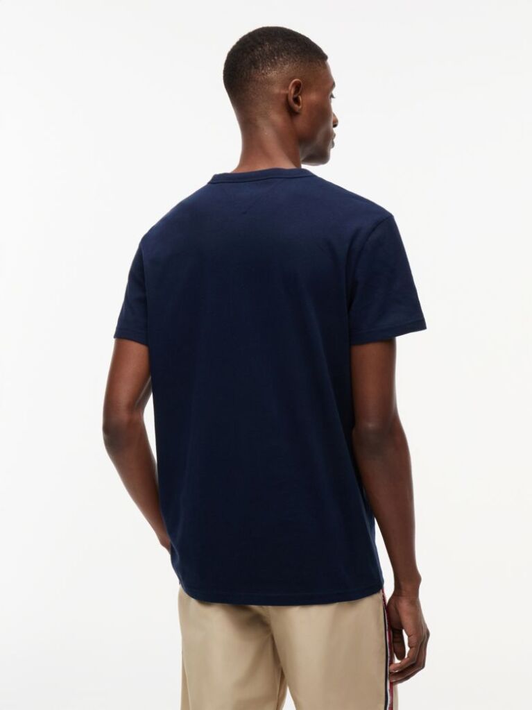 Blue Tricou Din Jersey Peached Cu Dungi  Barbati