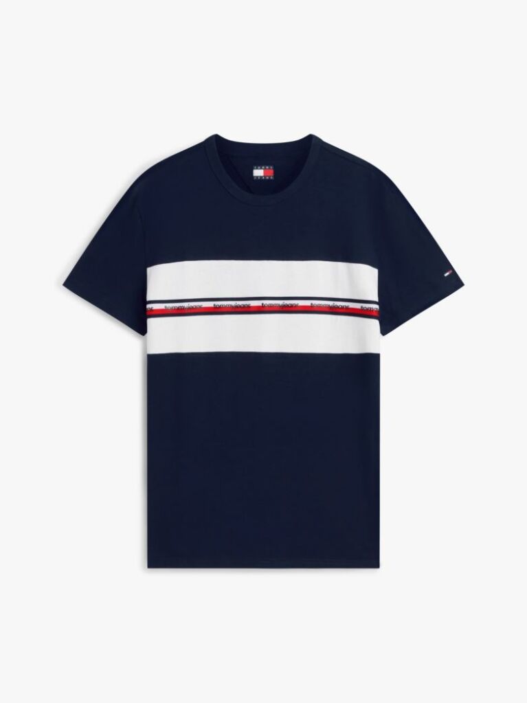 Blue Tricou Din Jersey Peached Cu Dungi  Barbati