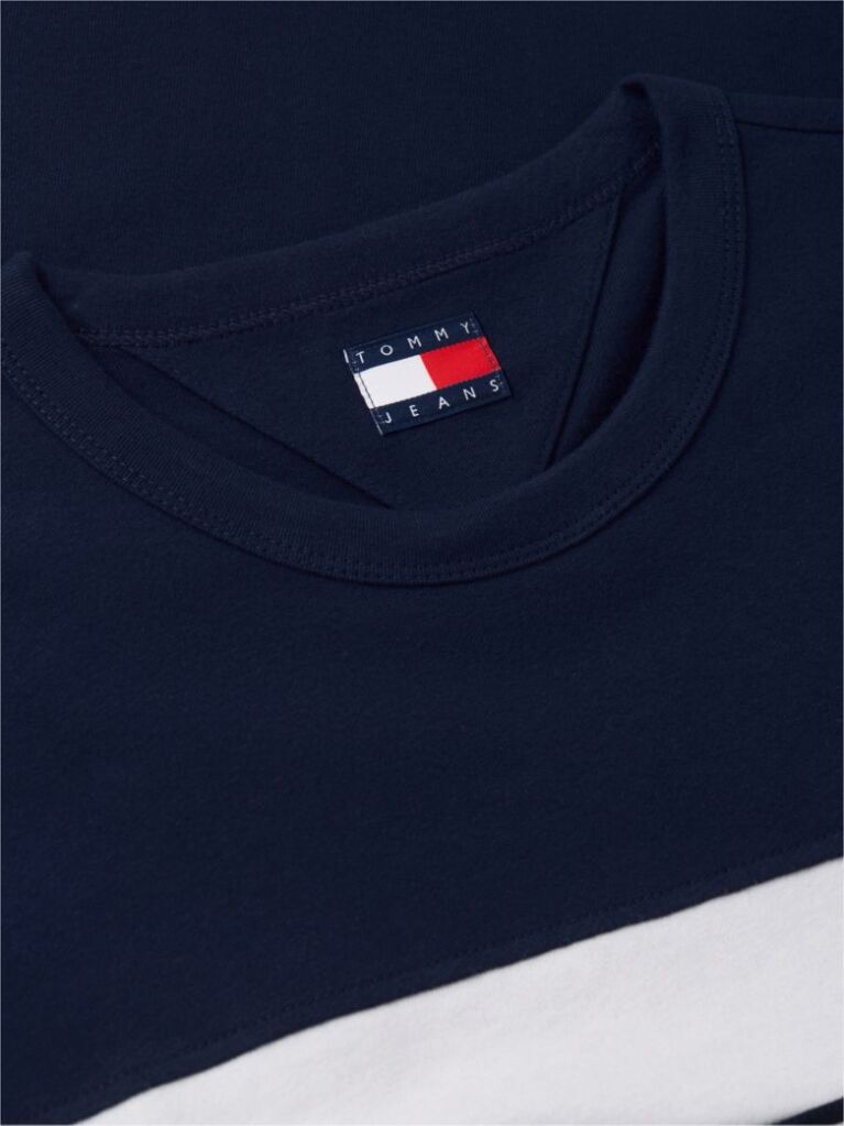 Blue Tricou Din Jersey Peached Cu Dungi  Barbati
