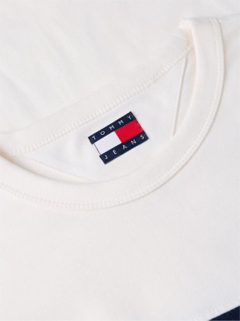 Alb Tricou Din Jersey Peached Cu Dungi  Barbati