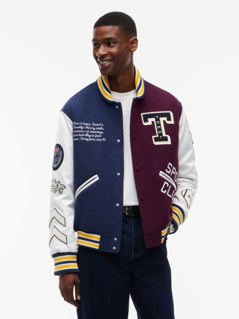 Multi Wool Blend Letterman Varsity Jacket  Men