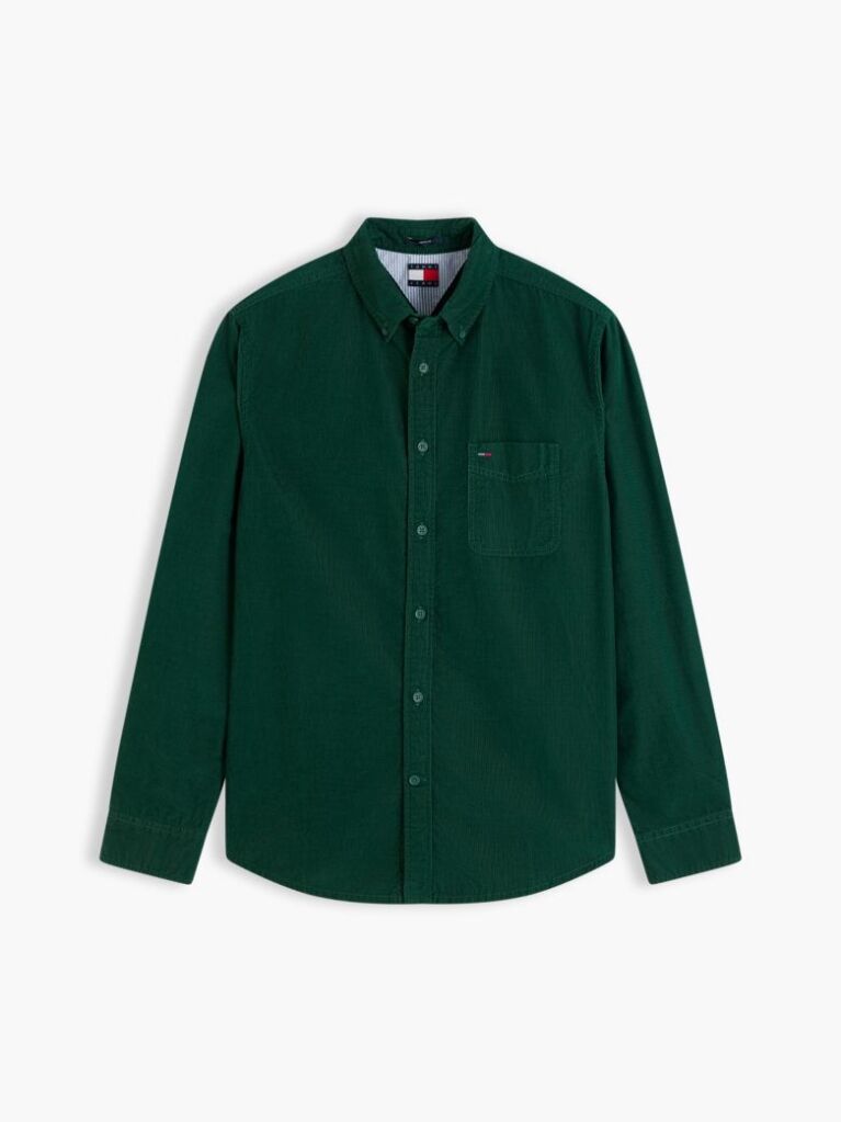 Green Regular Fit Button-Down Corduroy Shirt  Men