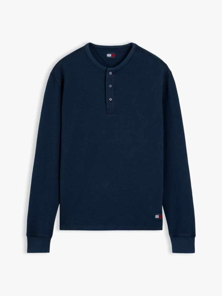 Blue T-Shirt Cu Maneca Lunga Tricotat Uzat   Barbati