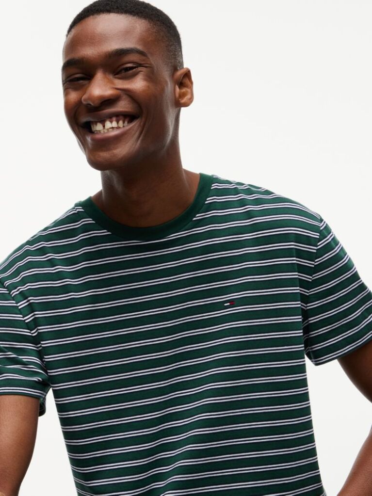 Multi T-Shirt Din Jerseu Cu Dungi Si Steag  Barbati