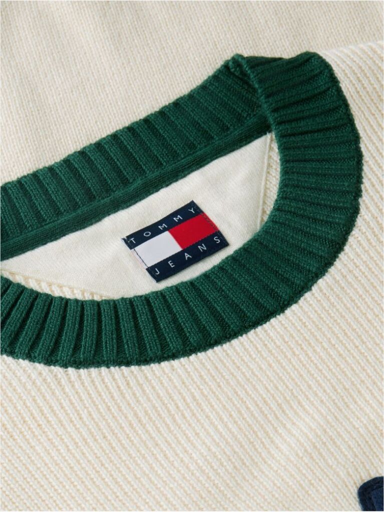 Bej Appliqué Pulover Cu Logo Clasic  Barbati