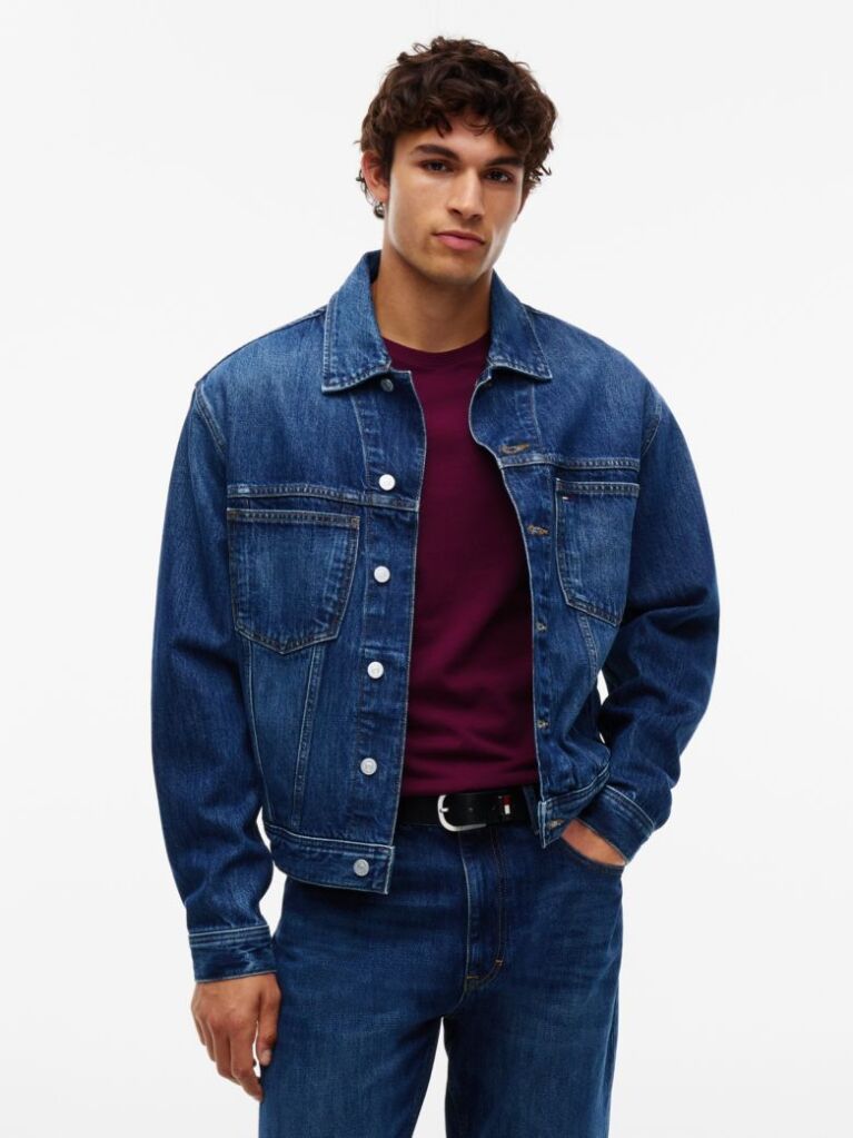 Denim Jacheta Trucker Din Denim Cu Croiala Lejera  Barbati