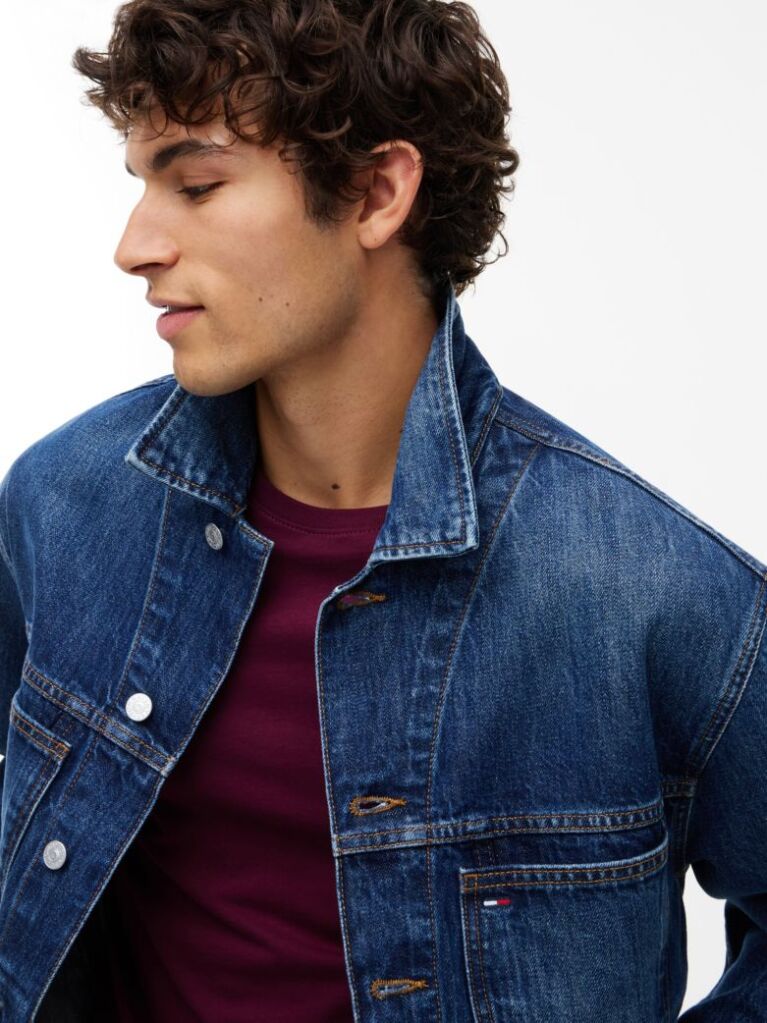 Denim Jacheta Trucker Din Denim Cu Croiala Lejera  Barbati
