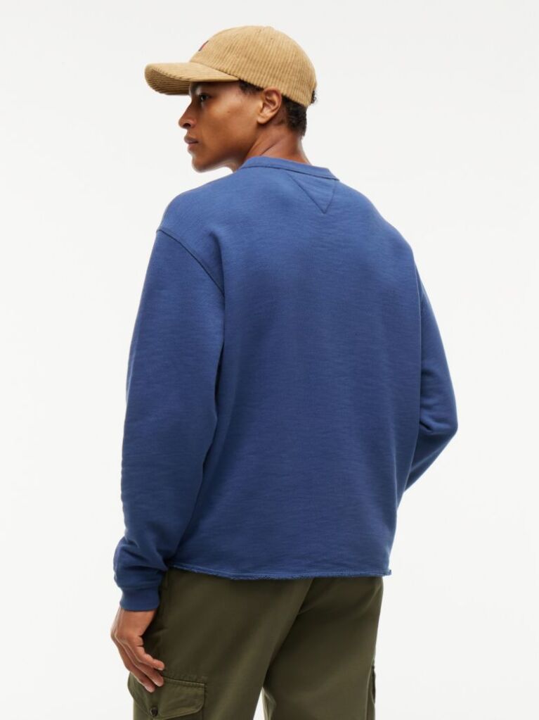 Blue Bluza De Trening Cu Guler Rotund Croiala Lejera Si Logo  Barbati