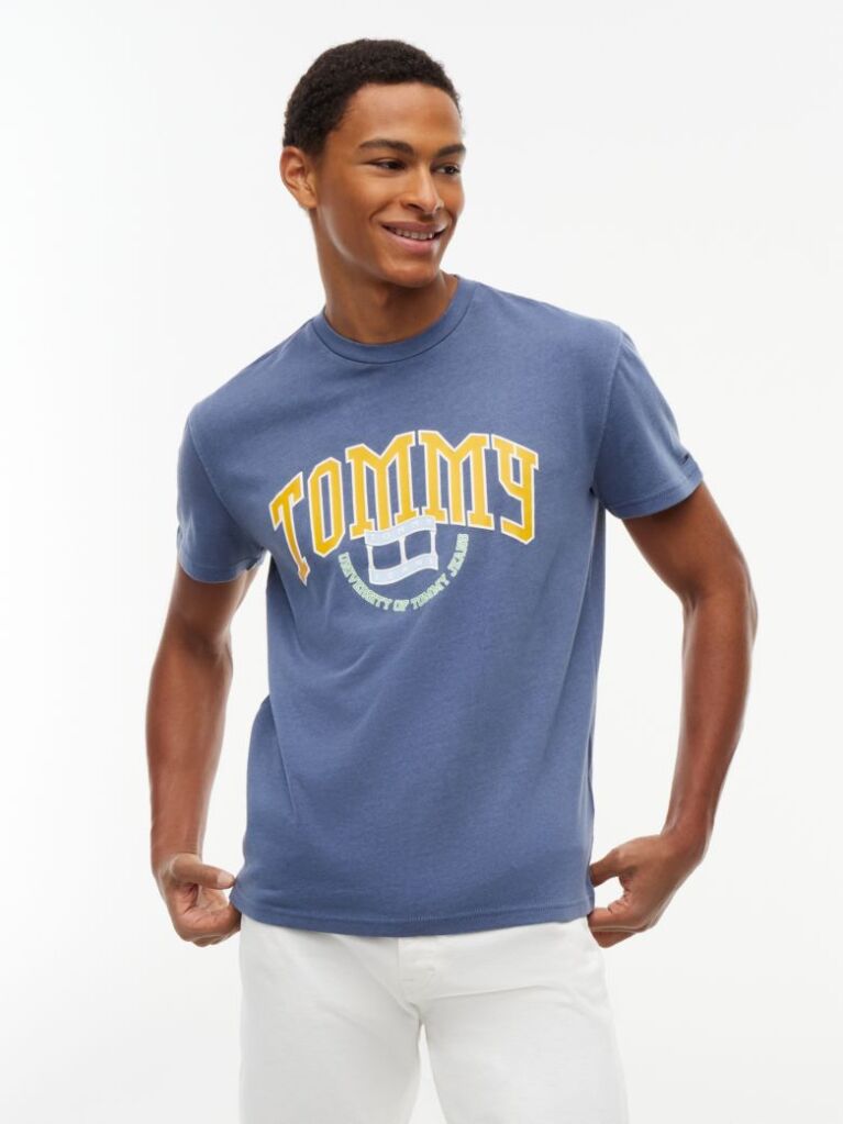 Blue T-Shirt Din Jerseu Cu Logo Varsity  Barbati