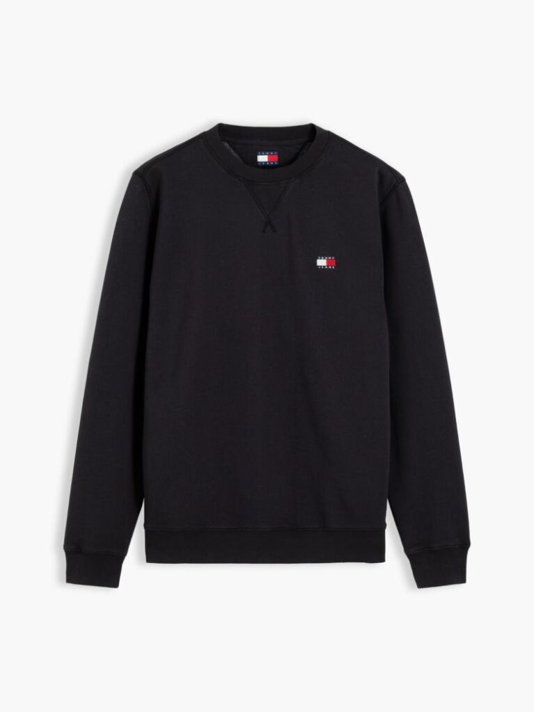 Negru Bluza De Trening Cu Guler Rotund  Fleece Si Steag  Barbati