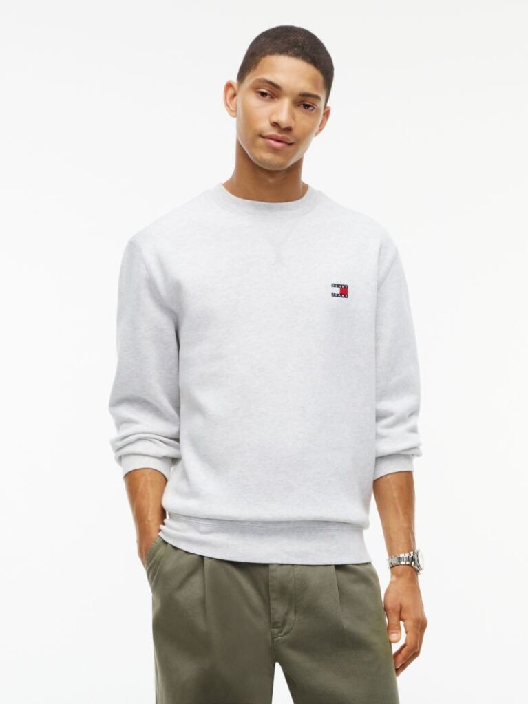 Gri Bluza De Trening Cu Guler Rotund  Fleece Si Steag  Barbati