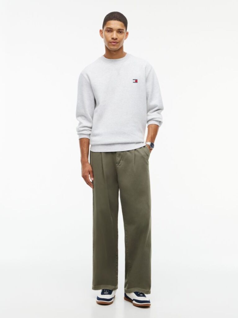 Gri Bluza De Trening Cu Guler Rotund  Fleece Si Steag  Barbati