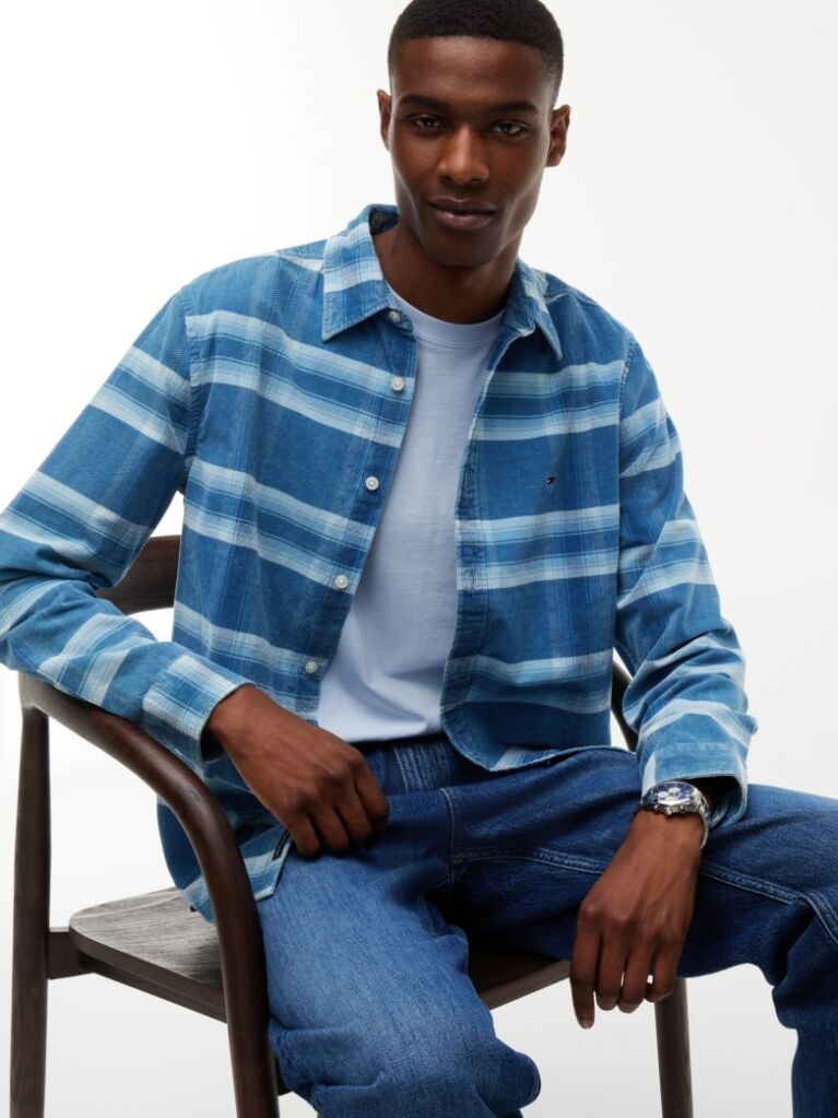 Multi Regular Fit Pattern Dobby Corduroy Shirt  Men