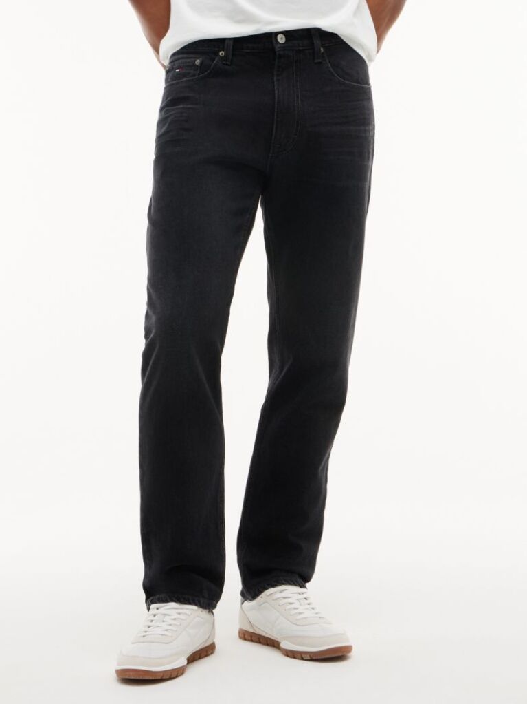 Denim Blugi Negri Ryan Cu Croiala Slim Dreapta  Barbati