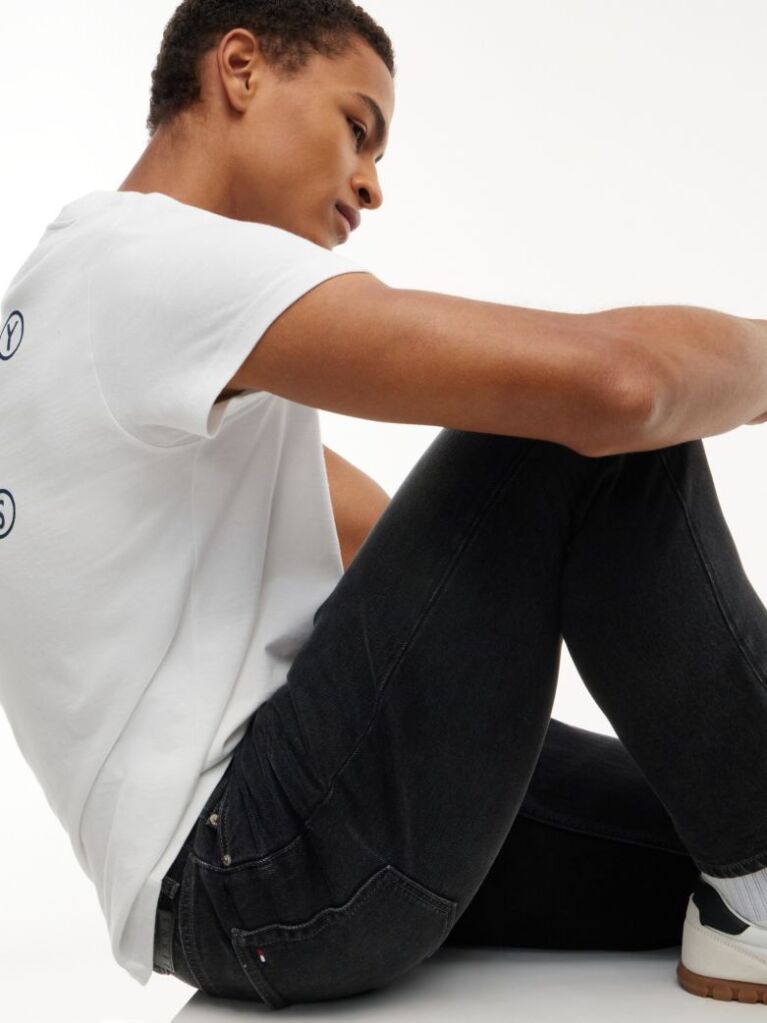 Denim Blugi Negri Ryan Cu Croiala Slim Dreapta  Barbati