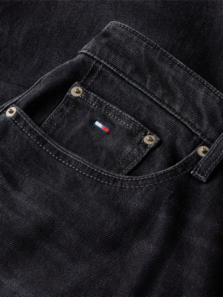 Denim Blugi Negri Ryan Cu Croiala Slim Dreapta  Barbati