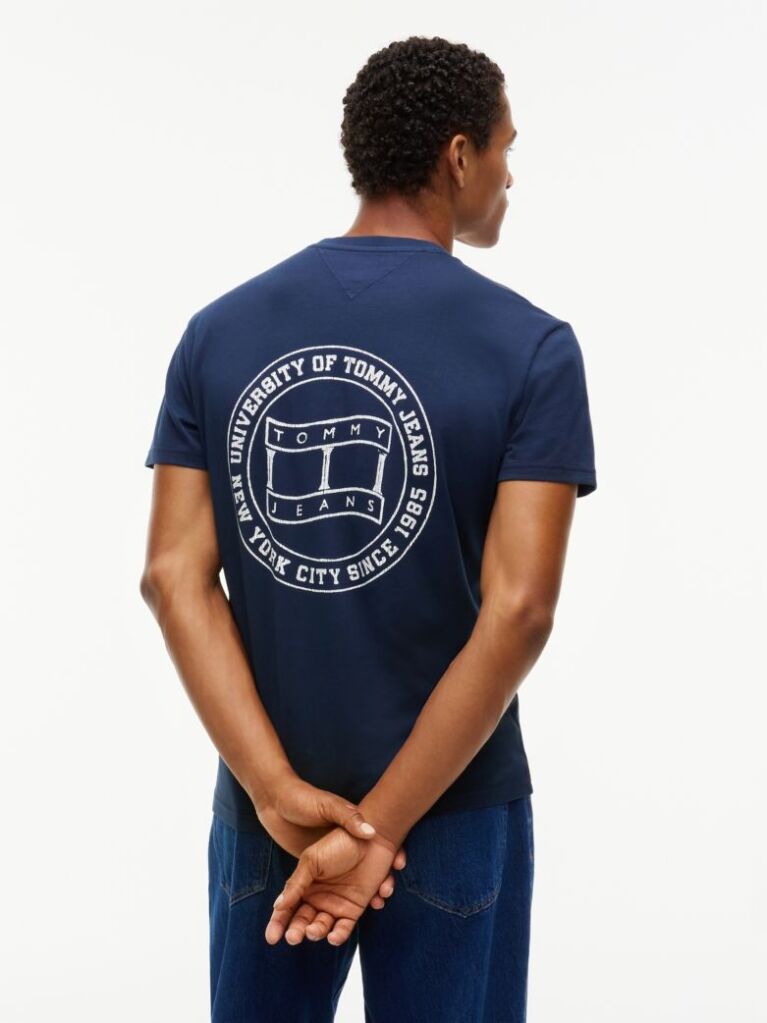 Blue T-Shirt Din Jerseu Cu Steag Undulat Pe Spate  Barbati
