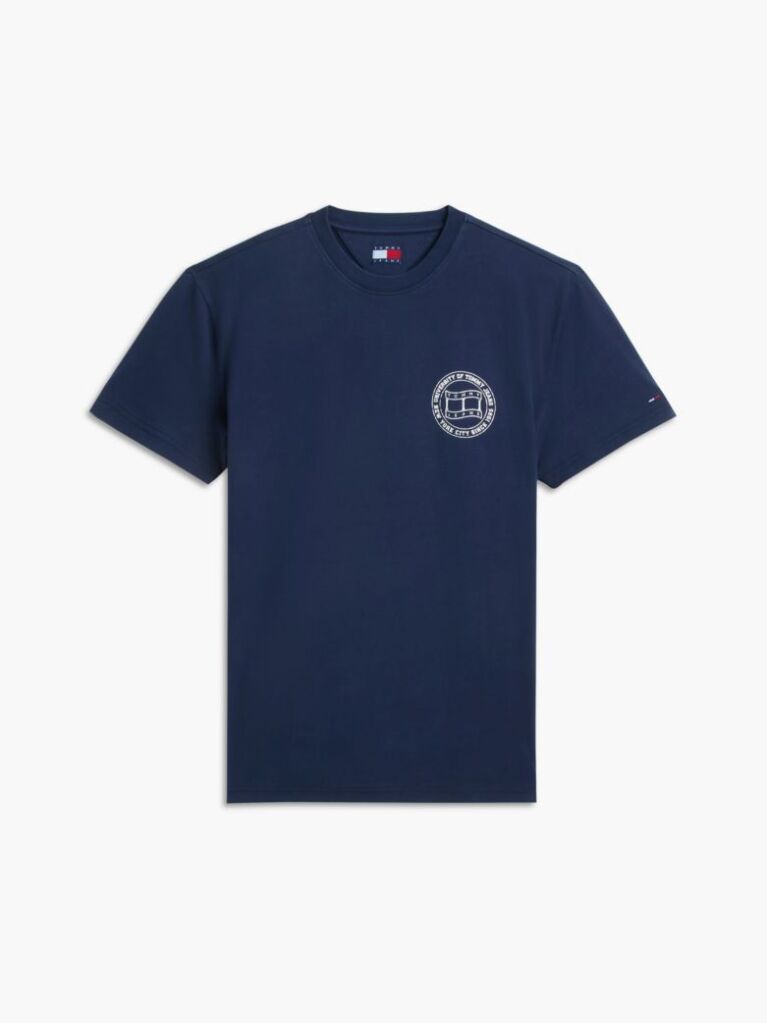 Blue T-Shirt Din Jerseu Cu Steag Undulat Pe Spate  Barbati
