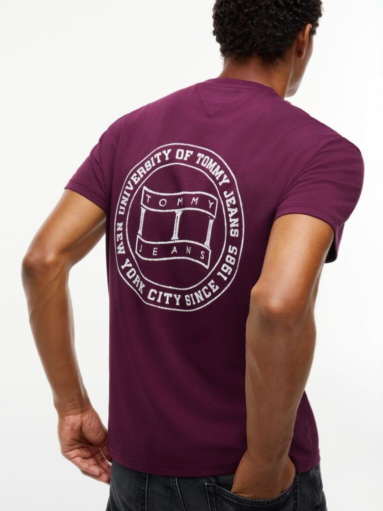 Rosu T-Shirt Din Jerseu Cu Steag Undulat Pe Spate  Barbati