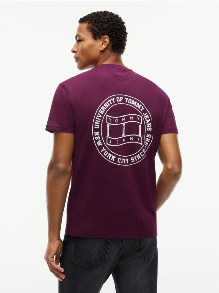 Rosu T-Shirt Din Jerseu Cu Steag Undulat Pe Spate  Barbati